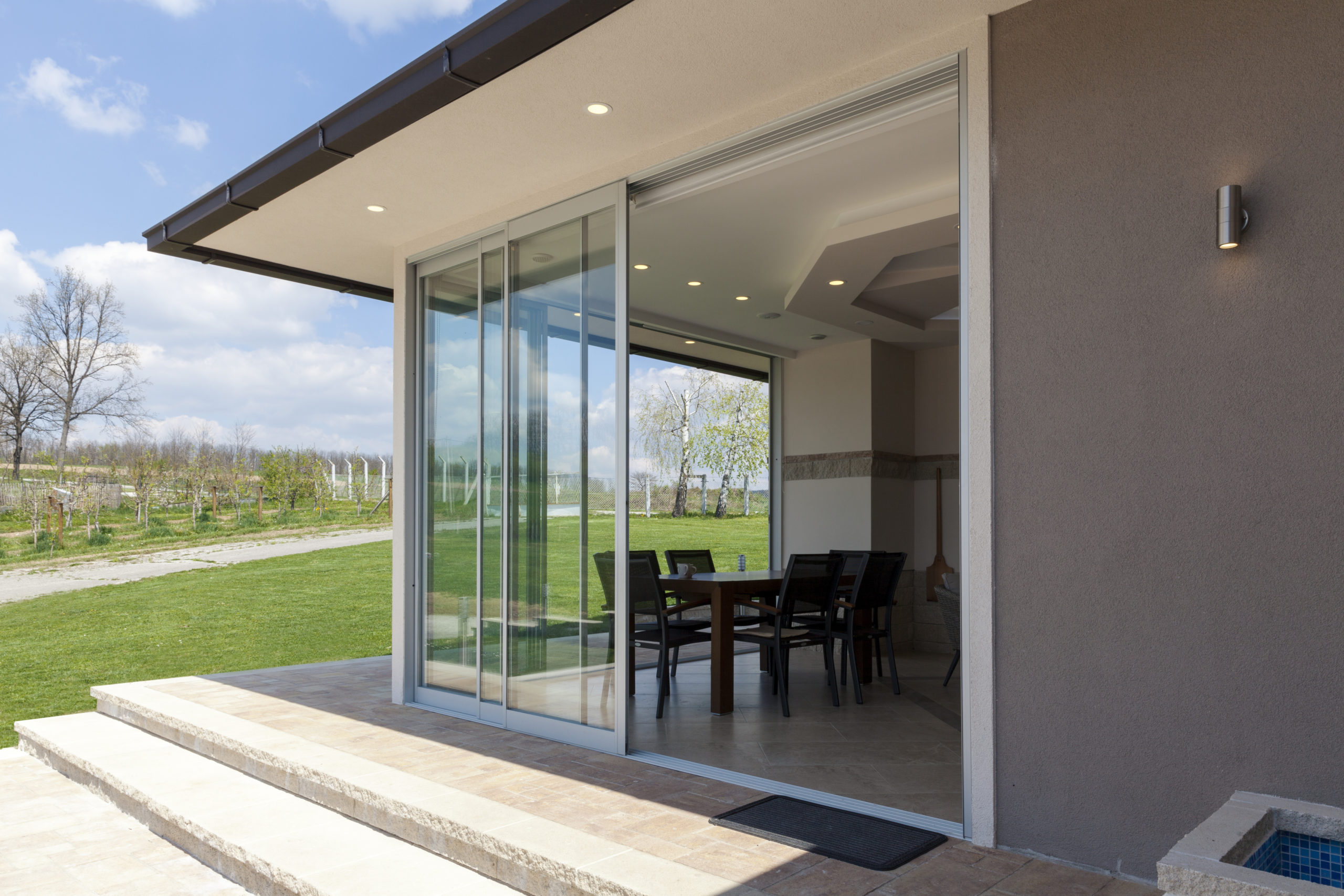 glazed terrace in the countryside
