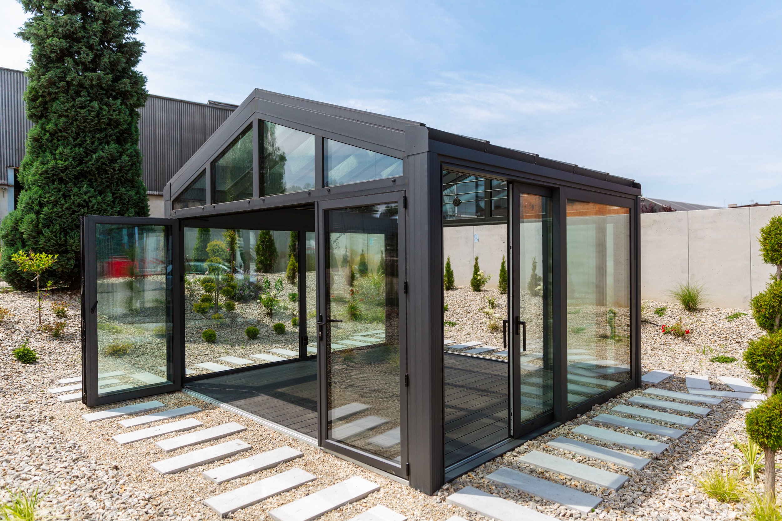 Pergola toit en verre securit veranda vitree - Point Fenetre